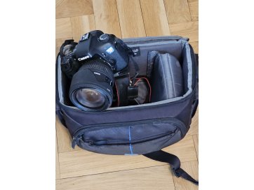 Peegelkaamera Canon EOS 7D, objektiiv Sigma 24-70 mm, 2 akut, kott